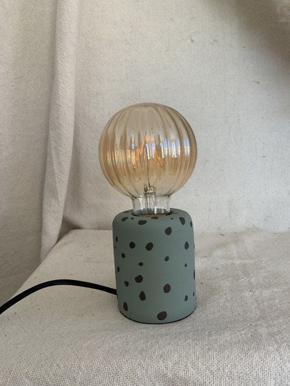 Hand Painted Table Lamp Exposed Bulb Boho Home Matte Etsy UK