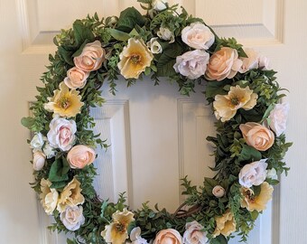 Wreath, Wild Wreath for Front Door, Spring Wreath, Summer Wreath, Mothers Day, Farmhouse Wreath, Modern Wreath, Green Wreath, Flower Wreath