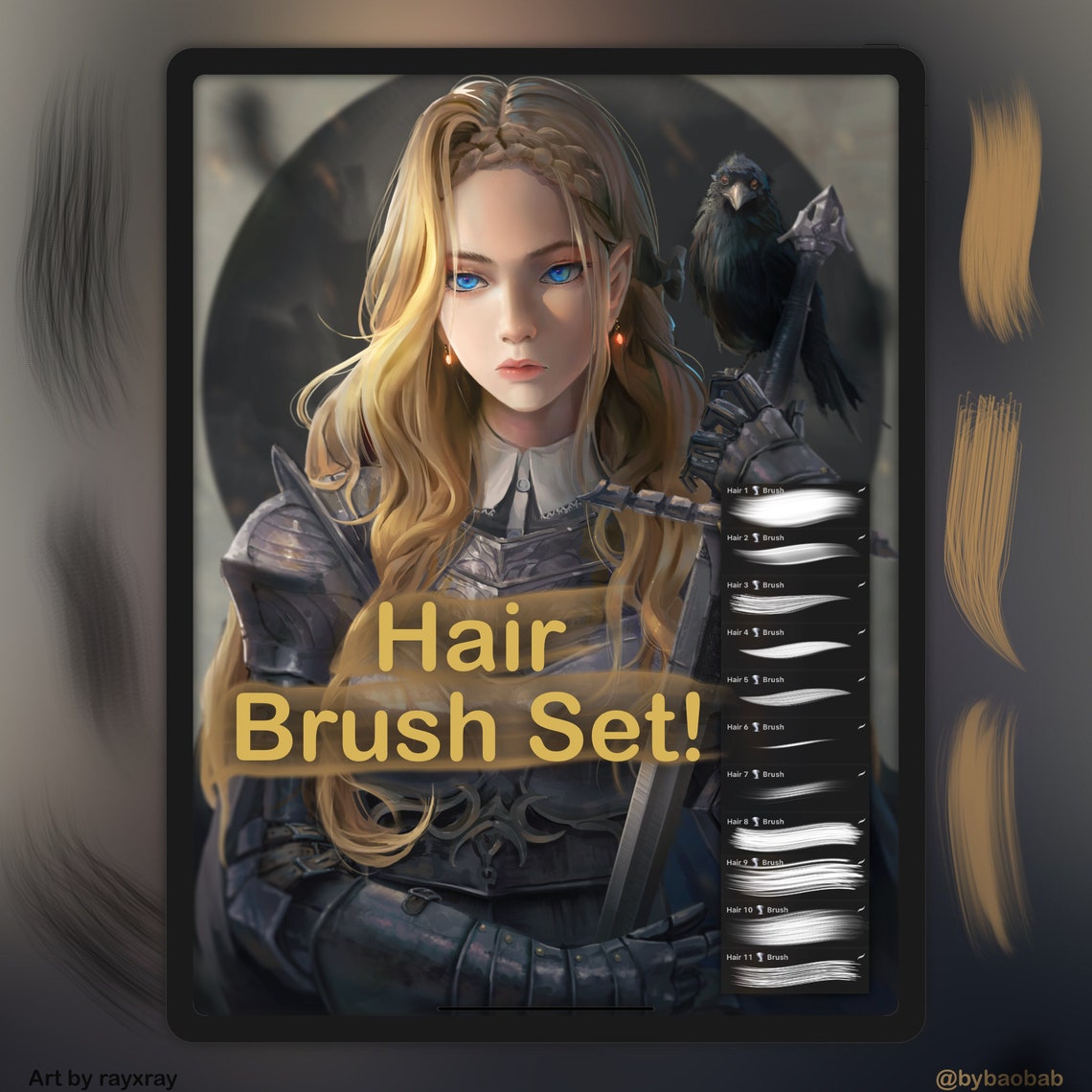 Hair Brush Set for Procreate Etsy