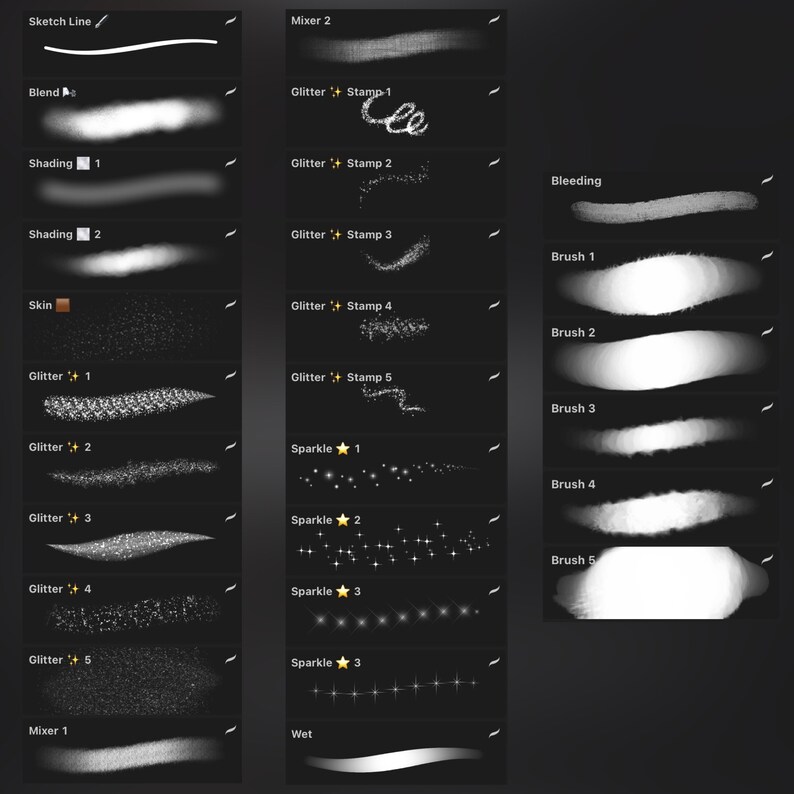 Makeup Mix Brush Set for Procreate | Etsy