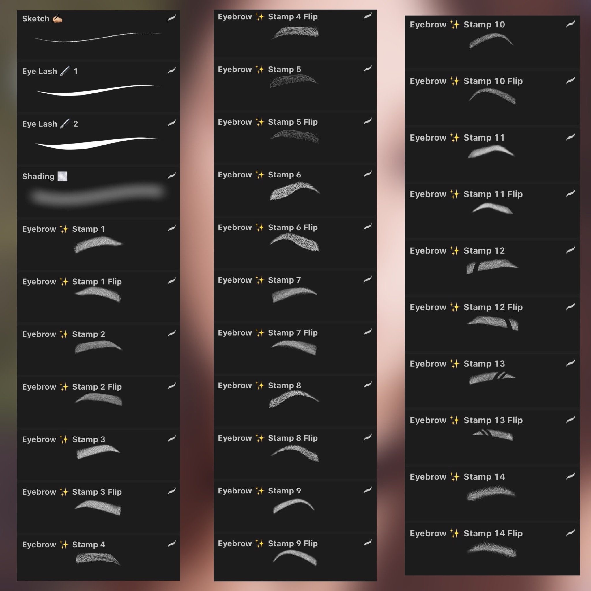 Eyebrows Brush Set for Procreate Etsy