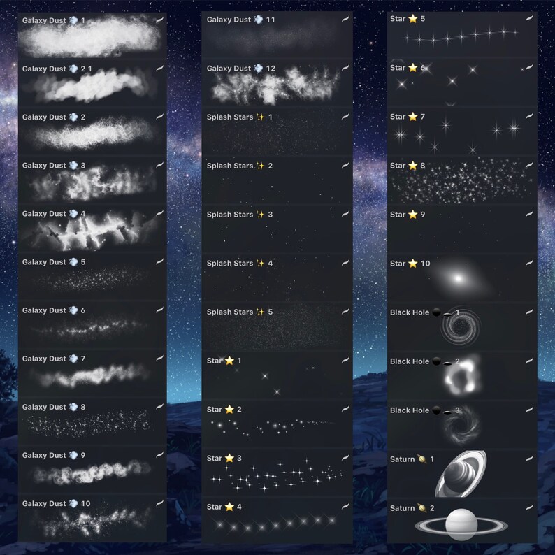 Space Brush Set for Procreate Etsy