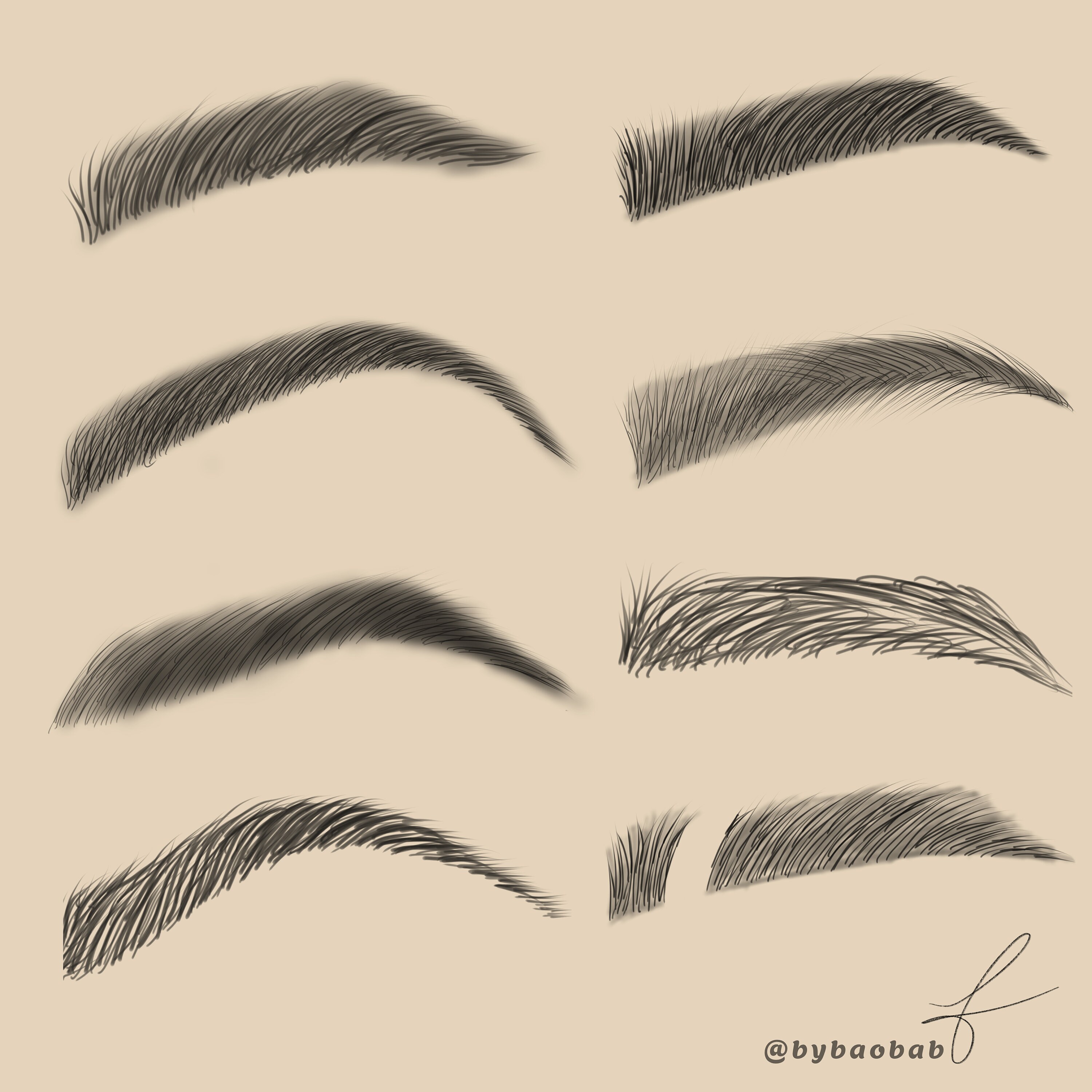 Eyebrows Brush Set for Procreate Etsy