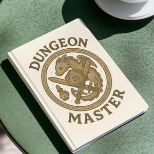 Dungeon Master Hardcover Journal | Dragon d20 Dice, Swords & Lantern Notebook