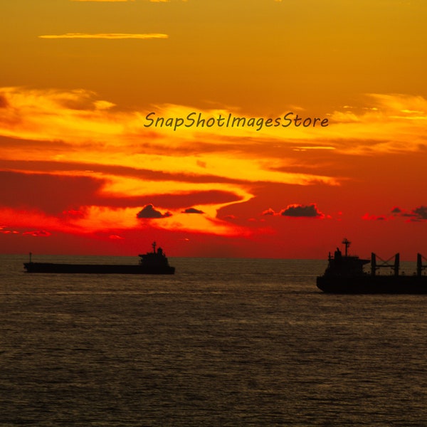 Ships At Sunset Photo, Pic Of Ships At Sunset, Photo Of Ships At Sunset, Pic Of Ocean Sunset, Photo Of Ocean Sunset, Ocean Sunset Photo,