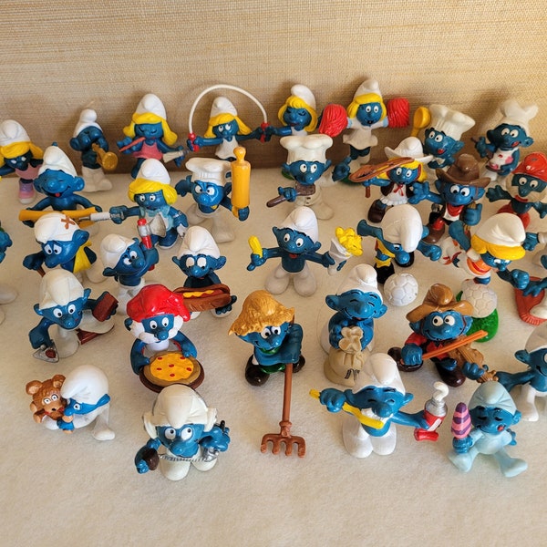 Vintage 1980s Schleich Peyo Smurf and Smurfette Figurines, Choose Your Pair, Create your own Pair, Made in Germany, Collectables