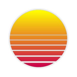 レトロサンステッカー、シンセウェーブステッカー、レトロウェーブミュージックステッカー、アウトランランステッカー、フューチャーシンセエレクトロニックミュージックステッカー