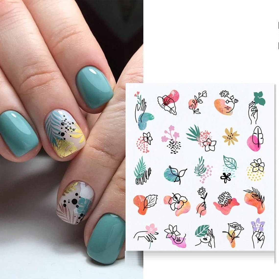 1 Sheet/25pcs Nail Water Decals New Designs Nail Art Etsy