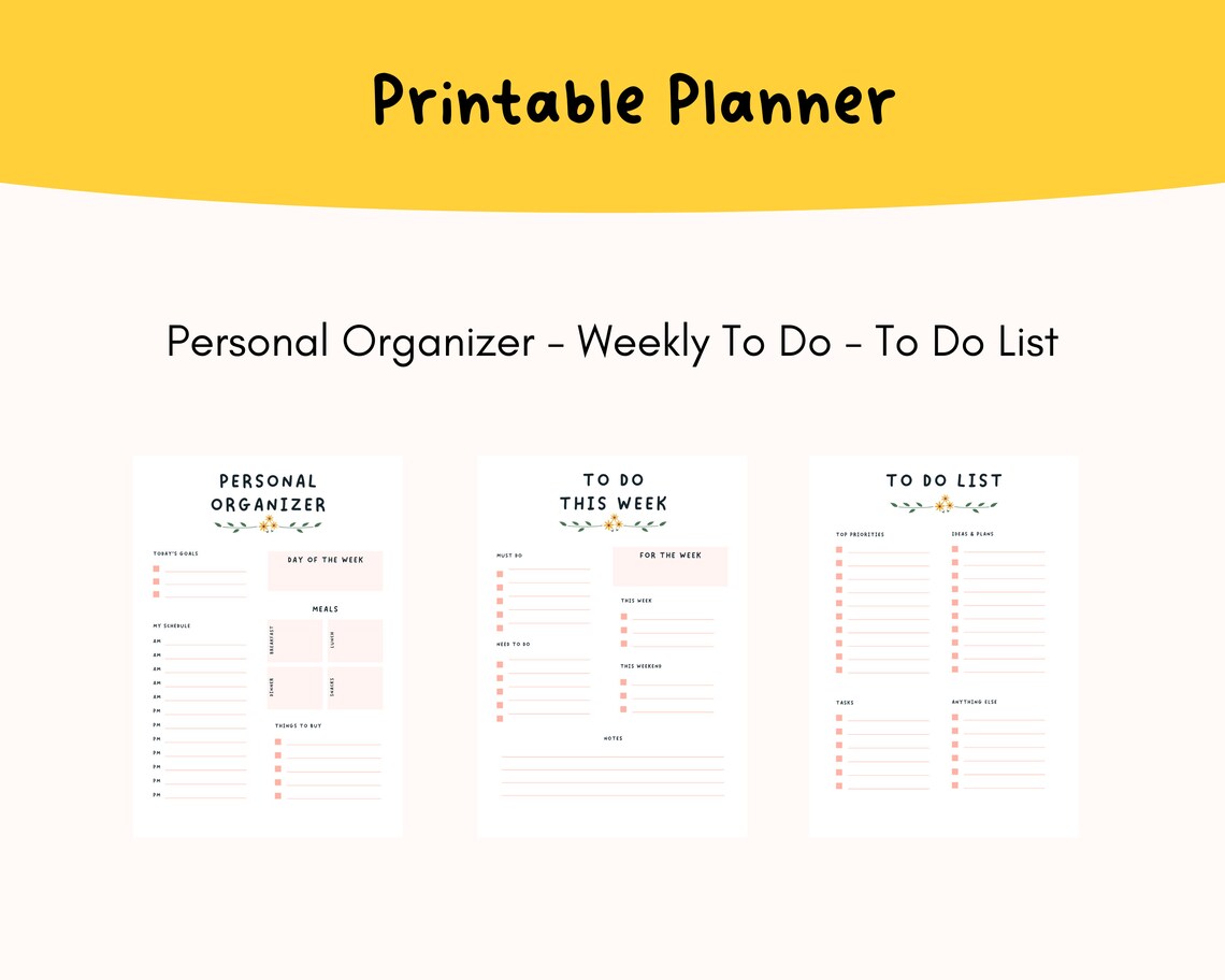 Printable Planner Minimalist Printable Planner and Organizer - Etsy