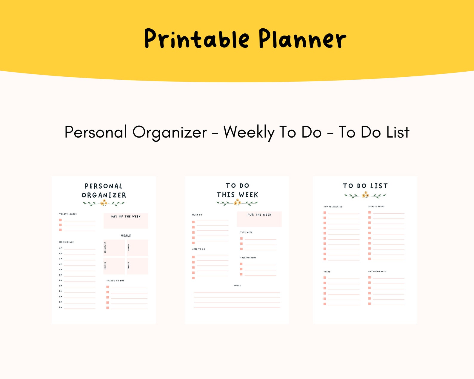 Printable Planner - Minimalist Printable Planner and Organizer - to Do ...