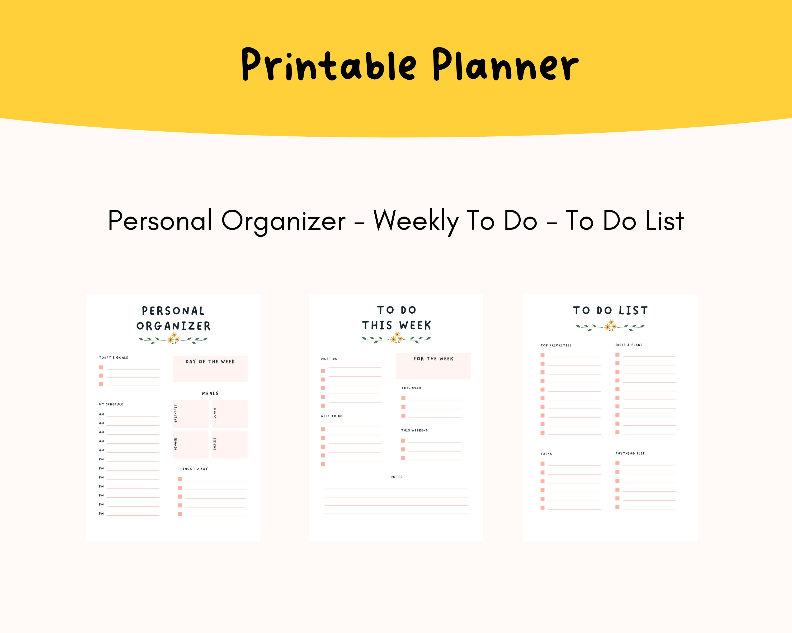 Printable Planner - Minimalist Printable Planner and Organizer - to Do ...