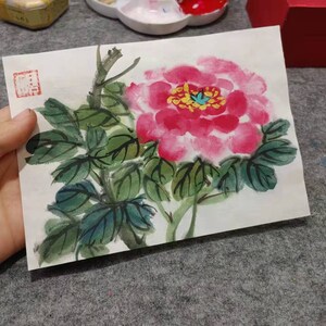 Original chinesisches Aquarell Pfingstrose