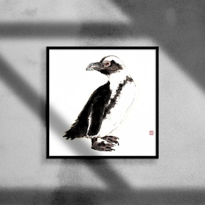 African penguin watercolor wall art (Fine Art Print or Digital Download)