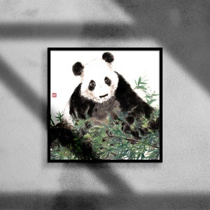 Panda watercolor wall art (Fine Art Print or Digital Download)