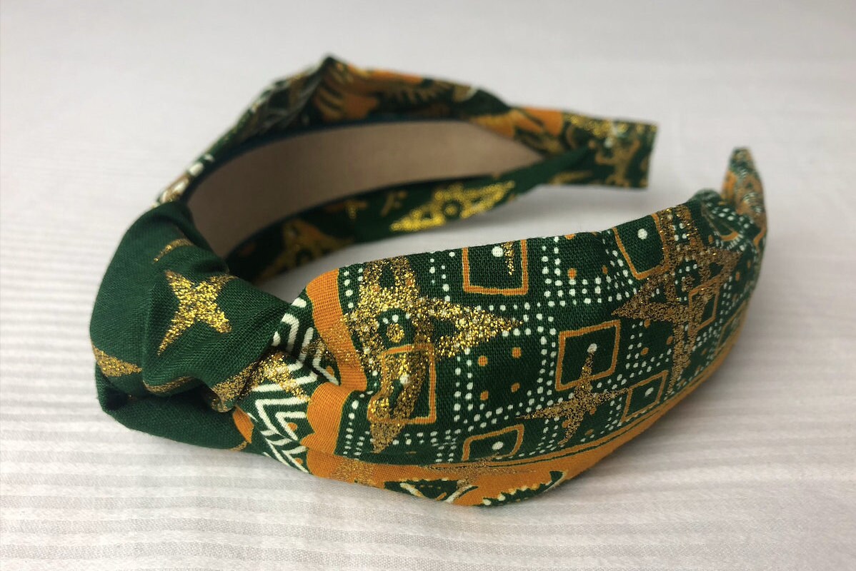 Handmade Green Yellow & White Headband With Gold Glitter in Etsy