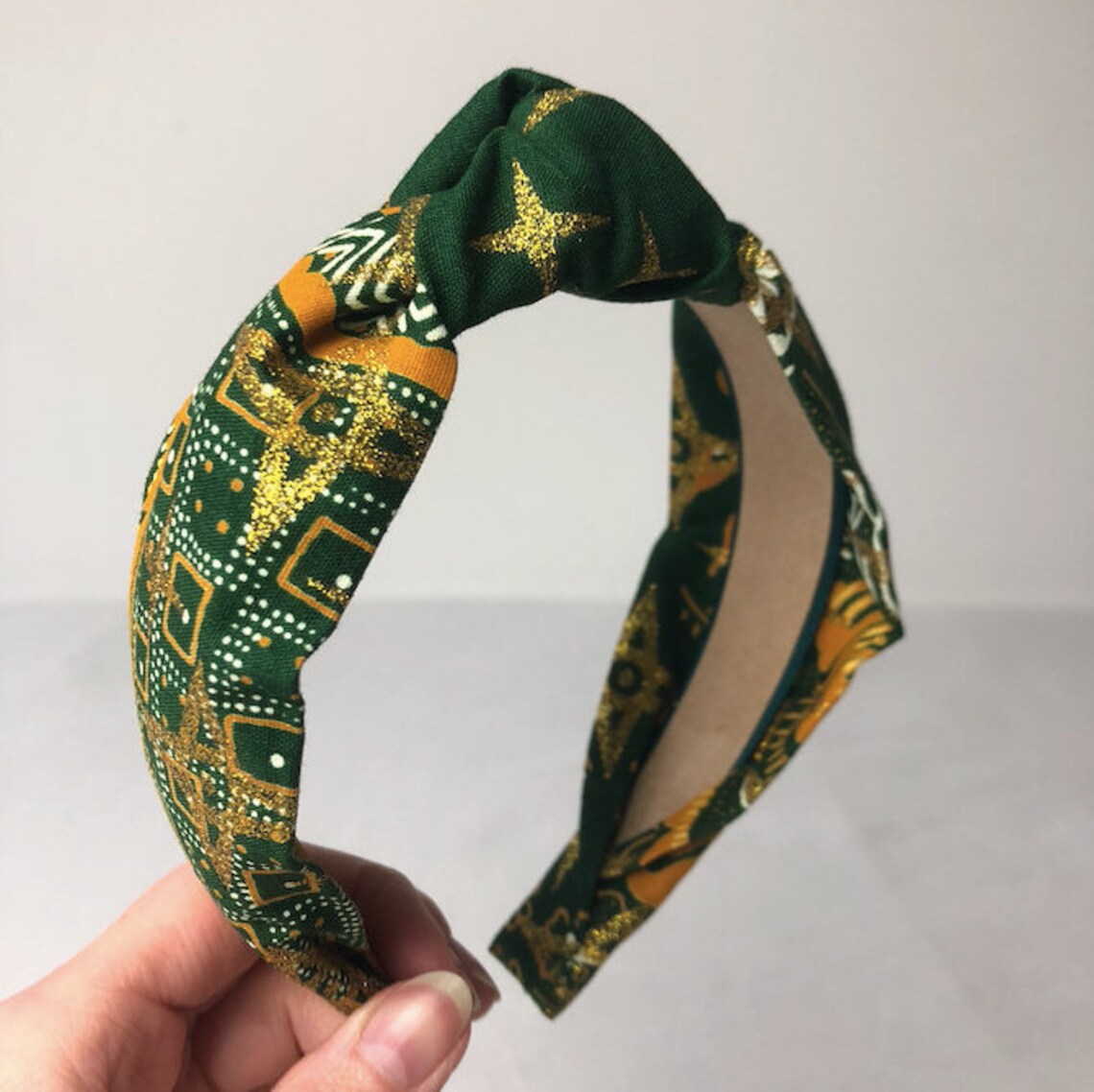 Handmade Green Yellow & White Headband With Gold Glitter in Etsy