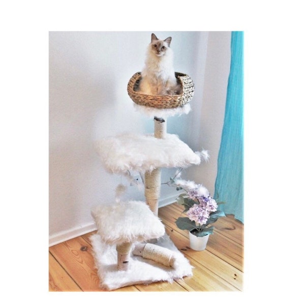 Cat Tree Natural Wood Etsy