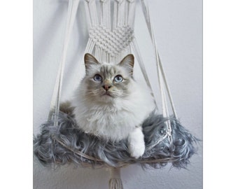 Cozy macrame swing for every cat | Cozy lying surface with lots of space handmade | Birch fur