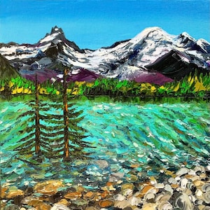 Peinture du mont Rainier, art de la nature, oeuvre originale de paysage de montagne à l&#39;huile, oeuvre d&#39;art du parc national du mont Rainier, toile murale art, peinture MT Rainier