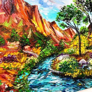 Zion National Park Canvas Oil Painting Custom Southwestern Utah Mountains Landscape Canyon Artwork (20x24) image 10