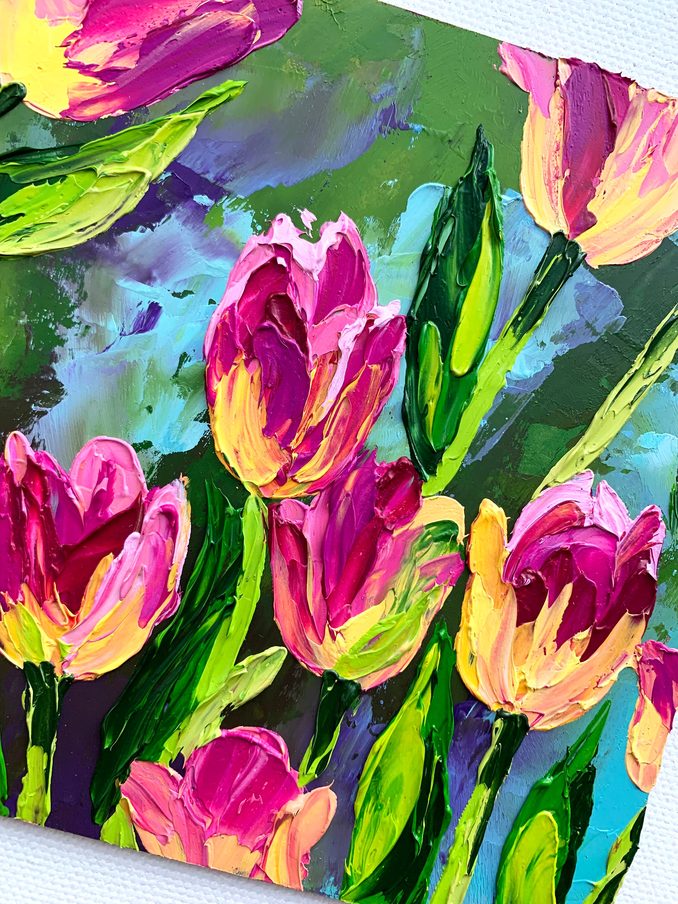 Tulip Oil Painting Original Blooming Tulip Flower Artwork Impasto Tulip ...