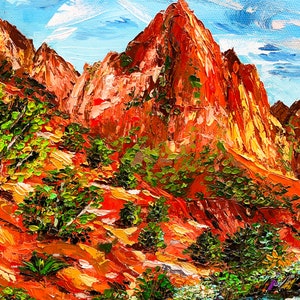 Zion National Park Canvas Oil Painting Custom Southwestern Utah Mountains Landscape Canyon Artwork (20x24) image 11