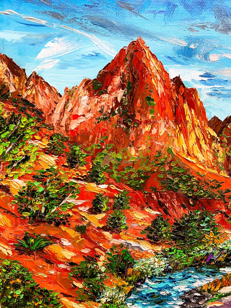 Large Zion National Park Oil Painting Original Navajo Sandstone Artwork