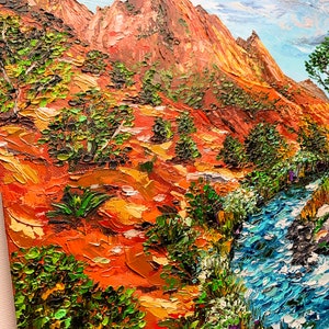 Zion National Park Canvas Oil Painting Custom Southwestern Utah Mountains Landscape Canyon Artwork (20x24) image 9