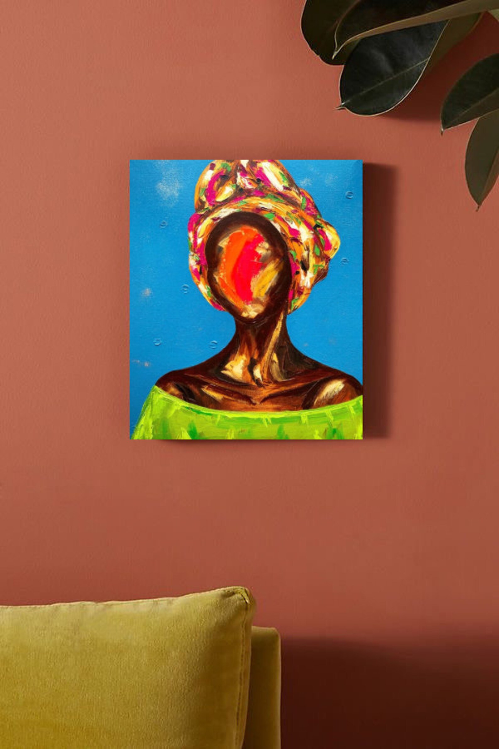 Unique Woman Oil Painting Original Afro Queen Artwork Faceless Black ...