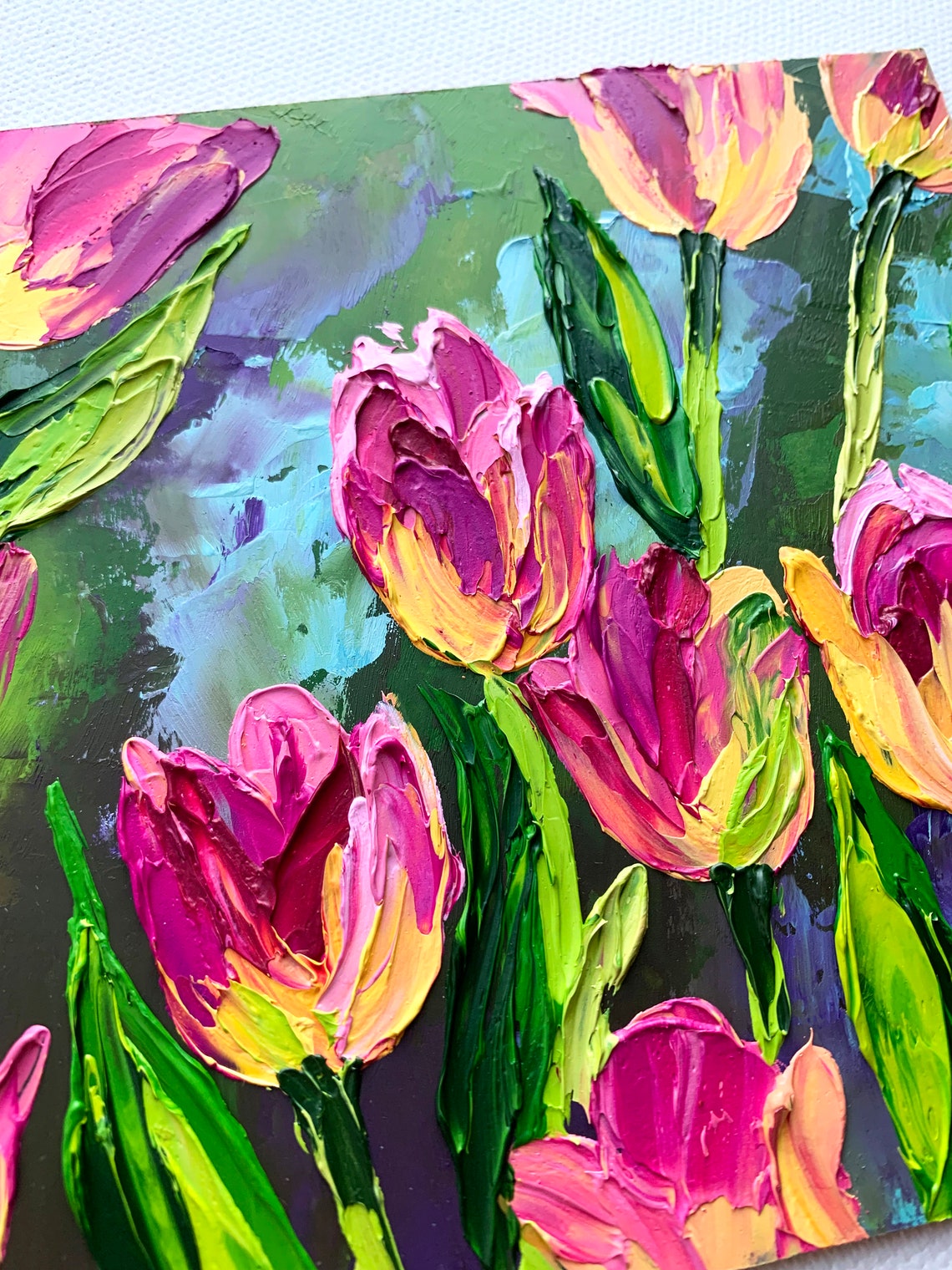 Tulip Oil Painting Original Blooming Tulip Flower Artwork Impasto Tulip ...