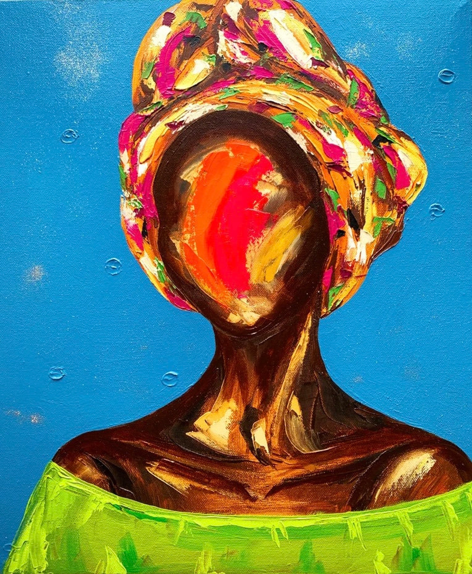 Unique Woman Oil Painting Original Afro Queen Artwork Faceless Black ...