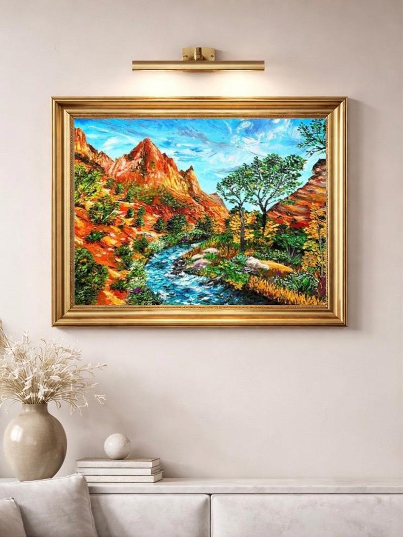 Zion National Park Canvas Oil Painting Custom Southwestern Utah Mountains Landscape Canyon Artwork (20x24) image 7
