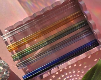 カラフルなガラスストロー | 鮮やかな色の再利用可能なドリンクウェア