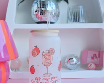Aperol Spritz Frosted Glass Tumbler: Eco-Friendly Alcohol Gift