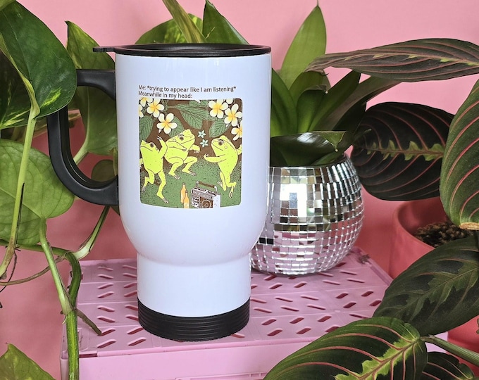 Dancing Frogs Travel Mug: Funky Stainless Steel Flask (500ml)
