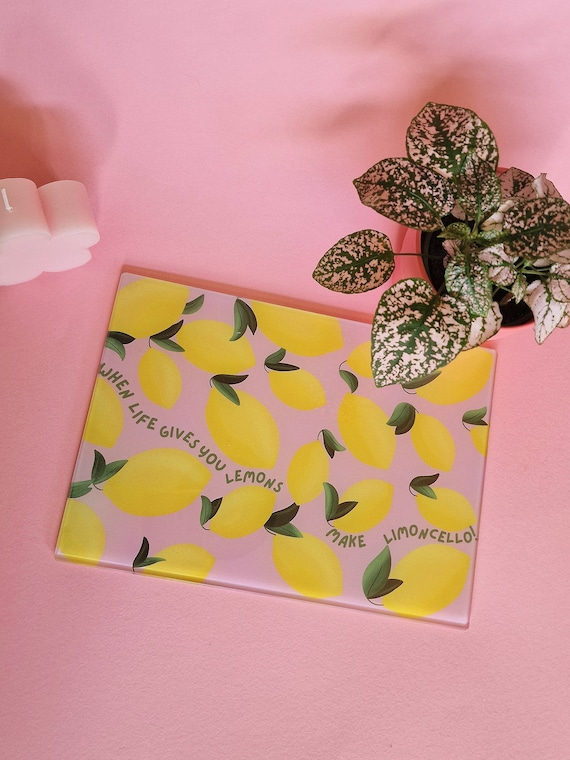 Lemon Limoncello Glass Chopping Board: Shatterproof Kitchen Decor