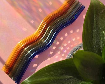 波型ガラスストロー｜カラフルなドリンクアクセサリー｜ハンドメイド