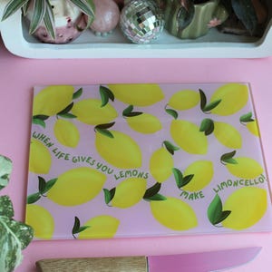 Lemon Limoncello Glass Chopping Board: Shatterproof Kitchen Decor image 1