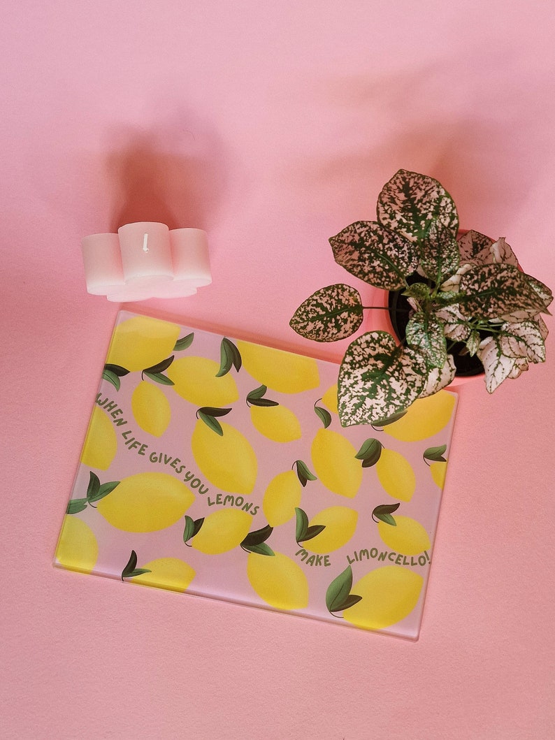Lemon Limoncello Glass Chopping Board: Shatterproof Kitchen Decor image 8