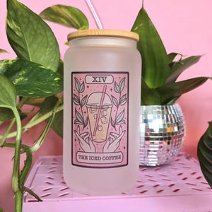 Frosted Glass Cans | Iced Coffee Glass | Tumblers With Bamboo Lid & Straw | Coffee Gifts | Coffee| Gift Idea| Sustainable Glassware