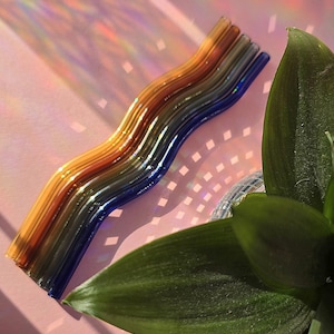 Wavy Glass Straws | Coloured Reusable Glass Straws | Sustainable Straws | Eco Friendly Glass Straws Pink Black Teal Drinking Accessories