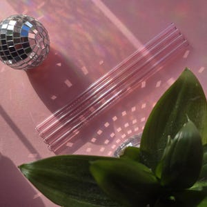 Pastel Pink Reusable Glass Straw, Coloured Glass Drinking Accessories, Pink Eco Friendly Glass Straws Bent Or Straight Glassware Kitchenware