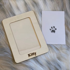dyfurn Dog & Cat Paw Print Kit with Solid Wood Picture Frame | 2 Extra-Large Clean Touch Inkless Ink Pads | Paw Prints for Dogs & Cats Non-Toxic 