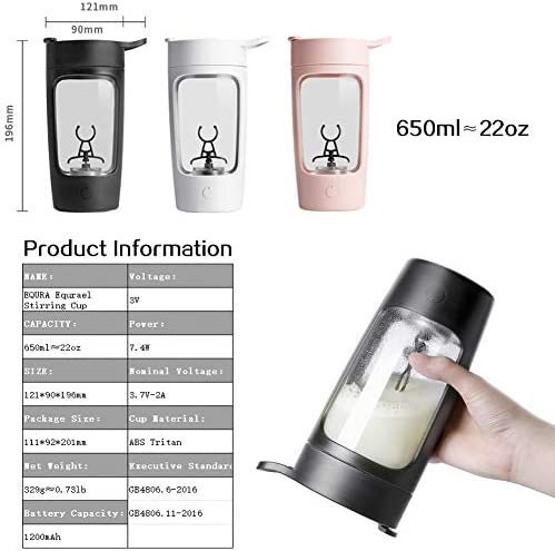 Protein Powder Mixer Shaker Cup 22 Oz/ Electric Portable 