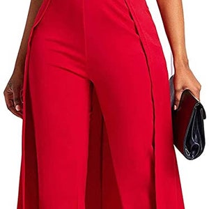 Women Sleeveless/High Waist Outfit/Overlay Elegant/Wide Leg Long Jumpsuit Romper/Beltless