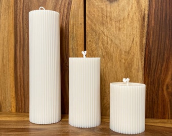 RIBBED PILLAR CANDLE | geriffelte Stumpenkerze | Rapswachskerze | Dekokerze