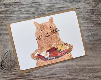 Happy birthday greeting card with cat