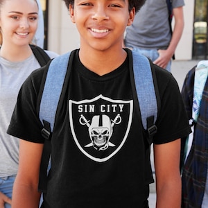 Sin City Raiders Skull Shield Youth T-Shirt