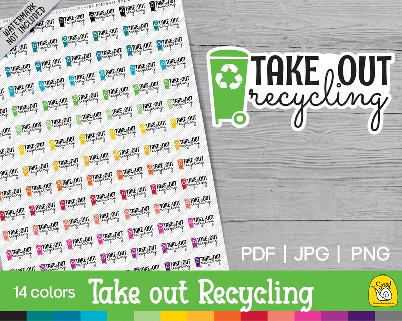 Take Out Recycling Printable Functional Sticker PDF JPEG Etsy