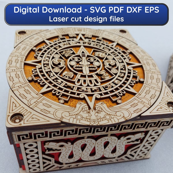 Aztec box - Laser cut digital design files - Instant download